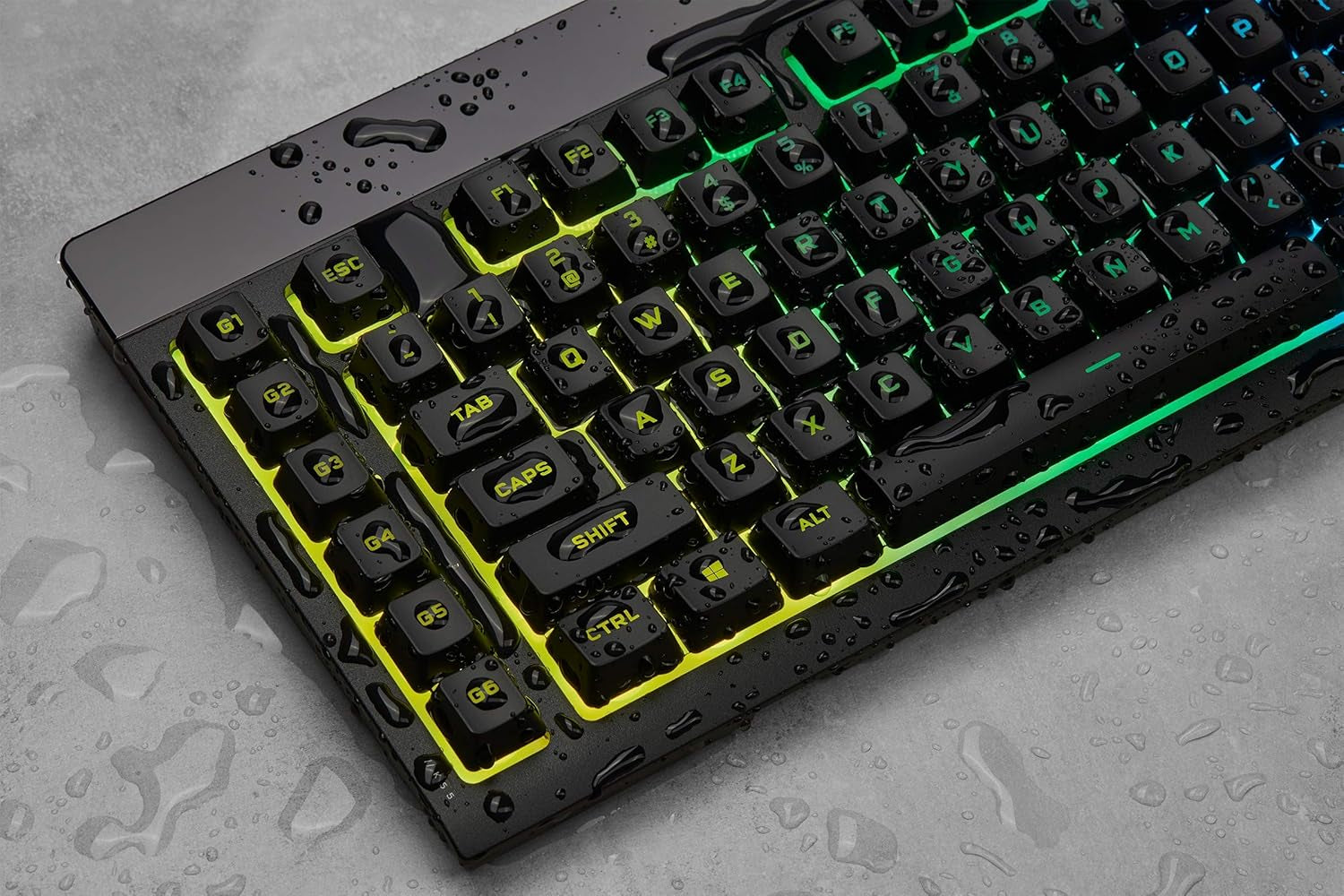 K55 RGB PRO - Dynamic RGB Backlighting - Six Macro Keys with Elgato Stream Deck Software Integration - IP42 Dust and Spill Resistant - Detachable Palm Rest - Dedicated Media and Volume Keys