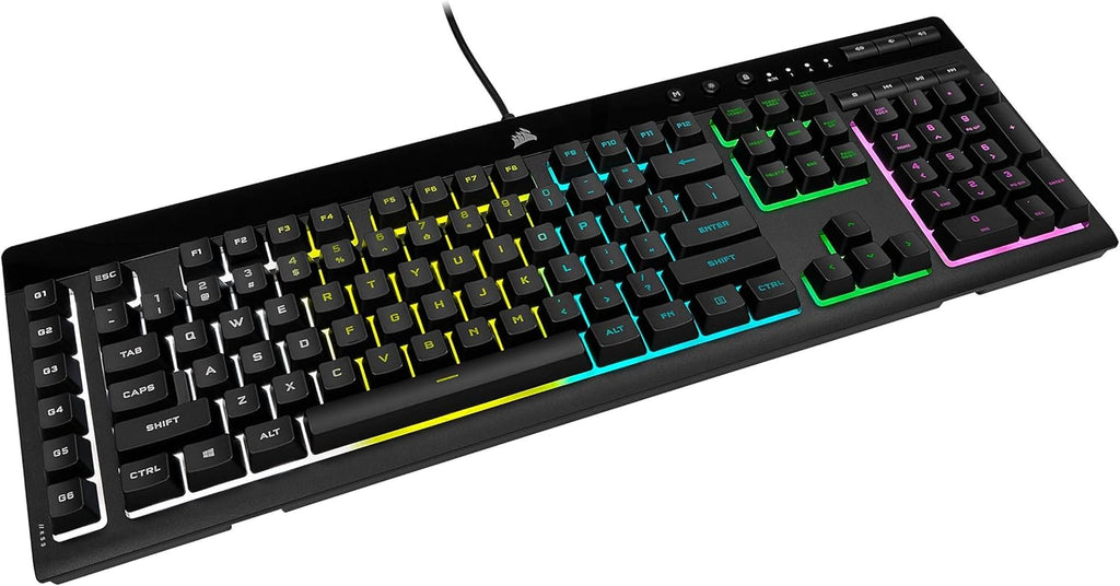 K55 RGB PRO - Dynamic RGB Backlighting - Six Macro Keys with Elgato Stream Deck Software Integration - IP42 Dust and Spill Resistant - Detachable Palm Rest - Dedicated Media and Volume Keys